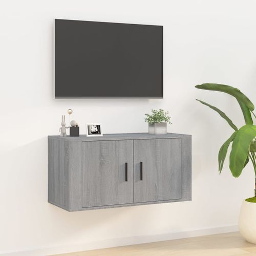 Meuble TV mural Sonoma gris 80x34,5x40 cm - Photo n°2; ?>