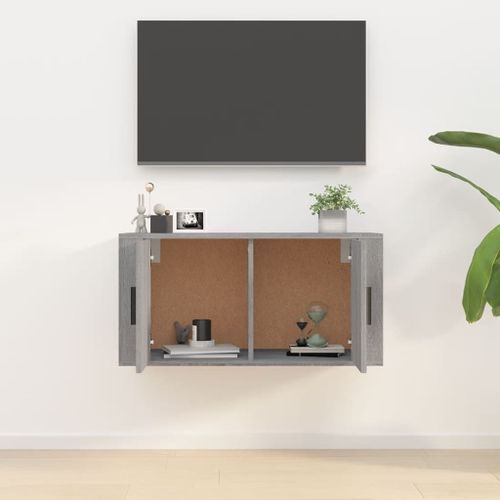 Meuble TV mural Sonoma gris 80x34,5x40 cm - Photo n°3; ?>