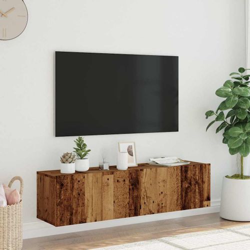 Meuble TV mural vieux bois 120x30x30 cm bois d'ingénierie - Photo n°3; ?>