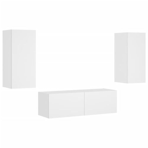 Meuble TV muraux 3 pcs avec lumières LED blanc - Photo n°3; ?>