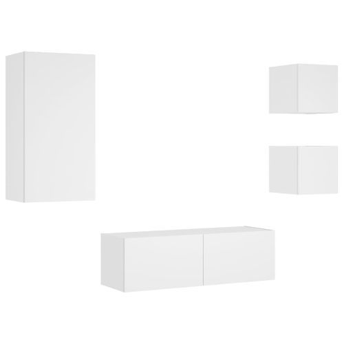 Meuble TV muraux 4 pcs avec lumières LED blanc - Photo n°3; ?>