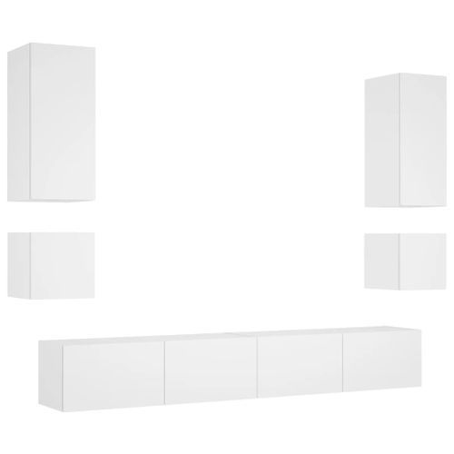 Meuble TV muraux 6 pcs avec lumières LED blanc - Photo n°3; ?>