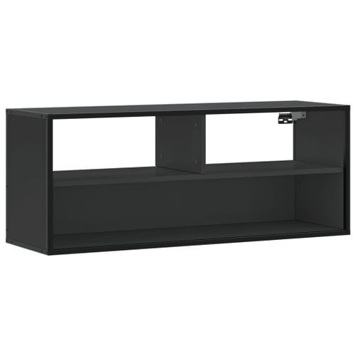 Meuble TV noir 100x31x39,5 cm bois d'ingénierie et métal - Photo n°2; ?>