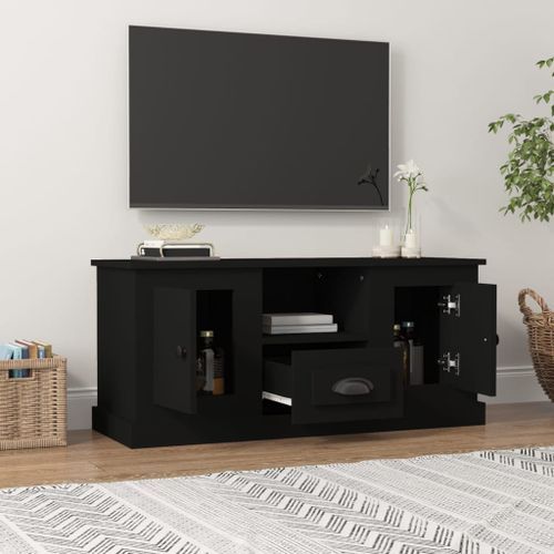 Meuble TV noir 100x35,5x45 cm bois d'ingénierie - Photo n°3; ?>