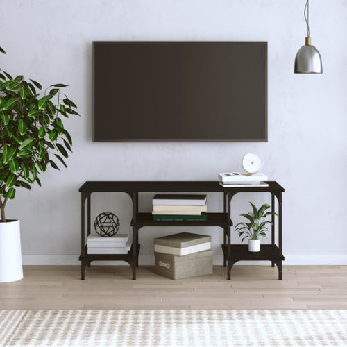 Meuble TV noir 102x35x45,5 cm bois d'ingénierie - Photo n°3; ?>