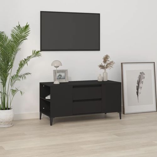 Meuble TV Noir 102x44,5x50 cm Bois d'ingénierie - Photo n°2; ?>