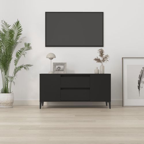 Meuble TV Noir 102x44,5x50 cm Bois d'ingénierie - Photo n°3; ?>