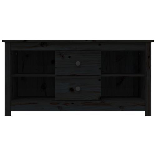 Meuble TV Noir 103x36,5x52 cm Bois de pin massif - Photo n°3; ?>