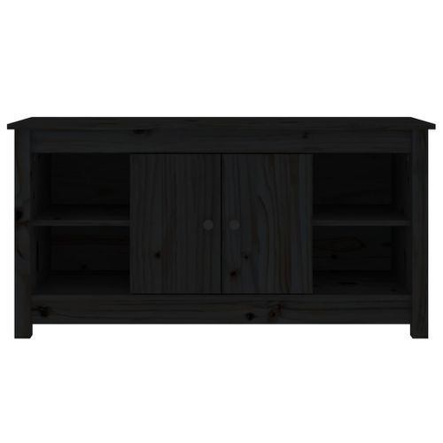 Meuble TV Noir 103x36,5x52 cm Bois de pin massif - Photo n°3; ?>