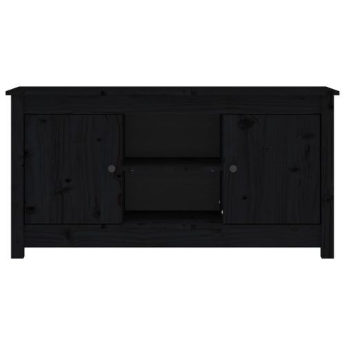 Meuble TV Noir 103x36,5x52 cm Bois de pin massif - Photo n°3; ?>