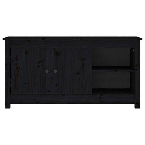 Meuble TV Noir 103x36,5x52 cm Bois de pin massif - Photo n°3; ?>