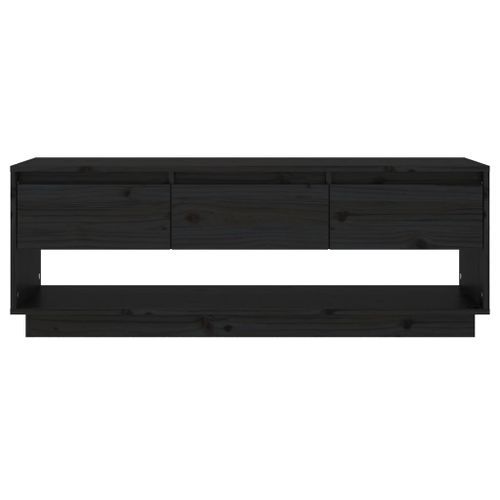 Meuble TV Noir 110,5x34x40 cm Bois de pin massif - Photo n°3; ?>