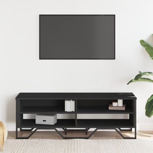 Meuble TV noir 122x34x41 cm bois d'ingénierie - Photo n°3; ?>