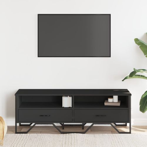 Meuble TV noir 122x34x41 cm bois d'ingénierie - Photo n°3; ?>