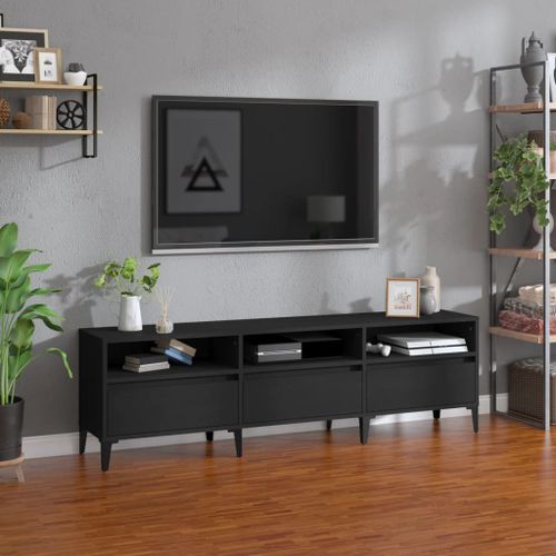 Meuble TV noir 150x30x44,5 cm bois d'ingénierie - Photo n°2; ?>