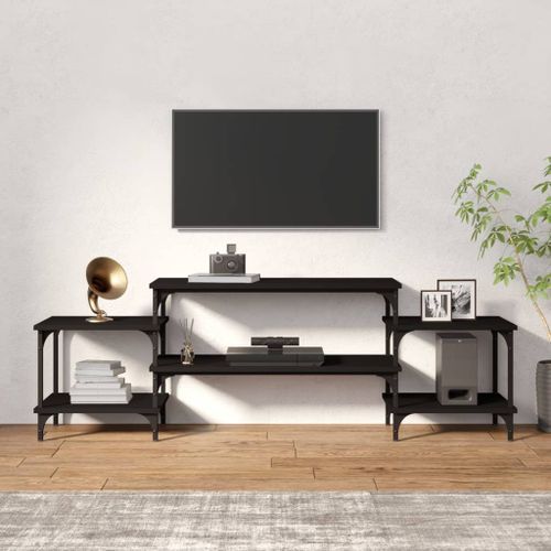 Meuble TV noir 157x35x52 cm bois d'ingénierie - Photo n°3; ?>