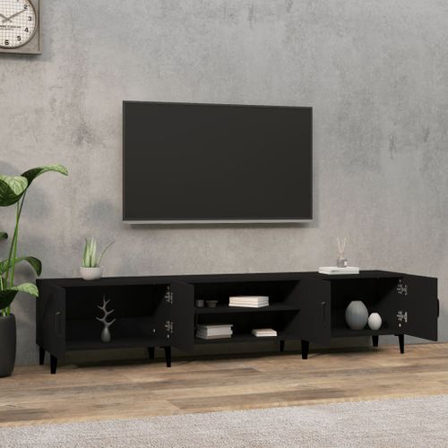 Meuble TV noir 180x31,5x40 cm bois d'ingénierie - Photo n°3; ?>