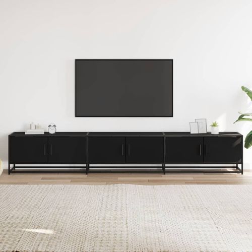 Meuble TV noir 240x35x41 cm bois d'ingénierie - Photo n°3; ?>