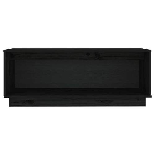 Meuble TV Noir 90x35x35 cm Bois de pin massif - Photo n°3; ?>