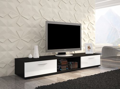 Meuble TV noir et blanc brillant Flexa 176 cm - Photo n°2; ?>