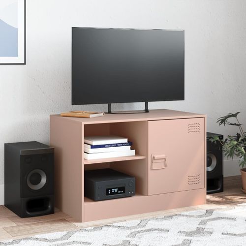 Meuble TV rose 67x39x44 cm acier - Photo n°3; ?>