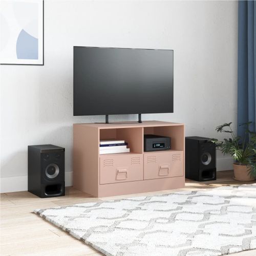 Meuble TV rose 67x39x44 cm acier - Photo n°3; ?>