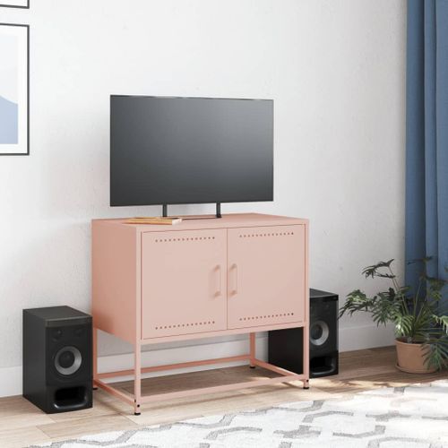 Meuble TV rose 68,5x39x60,5 cm acier - Photo n°3; ?>