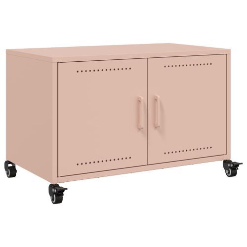 Meuble TV rose 68x39x43,5 cm acier laminé à froid - Photo n°2; ?>