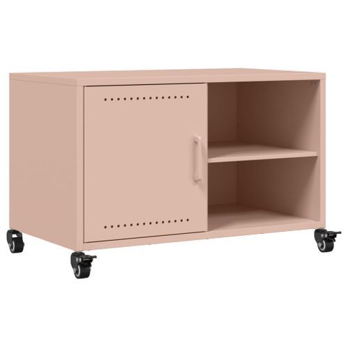 Meuble TV rose 68x39x43,5 cm acier laminé à froid - Photo n°2; ?>