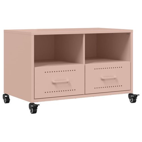 Meuble TV rose 68x39x43,5 cm acier laminé à froid - Photo n°2; ?>