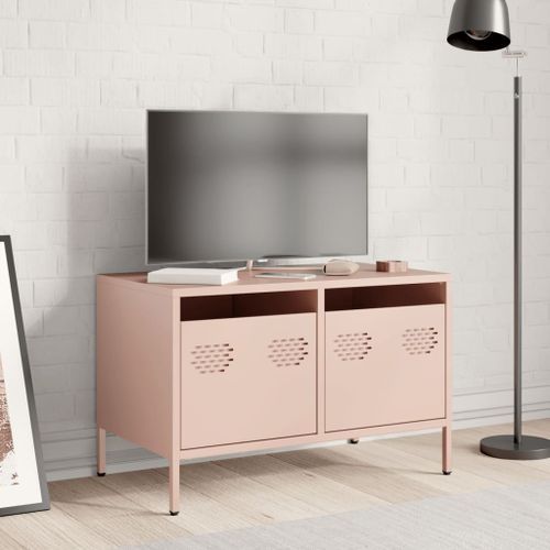 Meuble TV rose 68x39x43,5 cm acier laminé à froid - Photo n°3; ?>