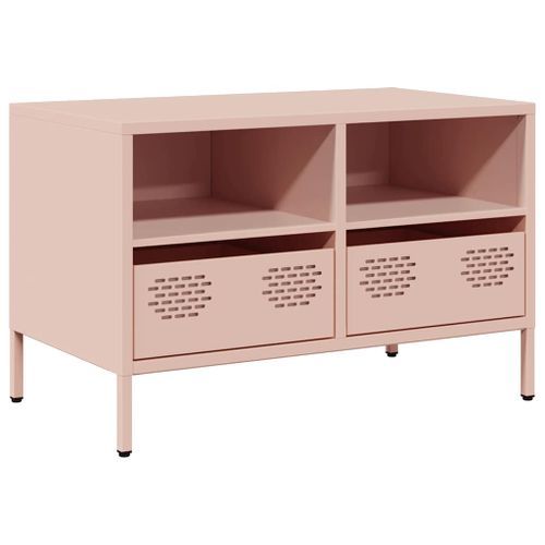 Meuble TV rose 68x39x43,5 cm acier laminé à froid - Photo n°2; ?>