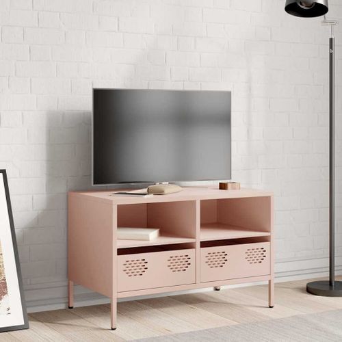 Meuble TV rose 68x39x43,5 cm acier laminé à froid - Photo n°3; ?>