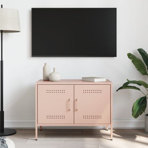 Meuble TV rose 68x39x50,5 cm acier - Photo n°3; ?>