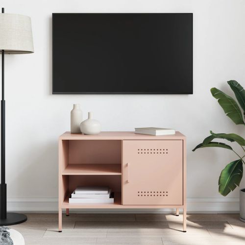 Meuble TV rose 68x39x50,5 cm acier - Photo n°3; ?>