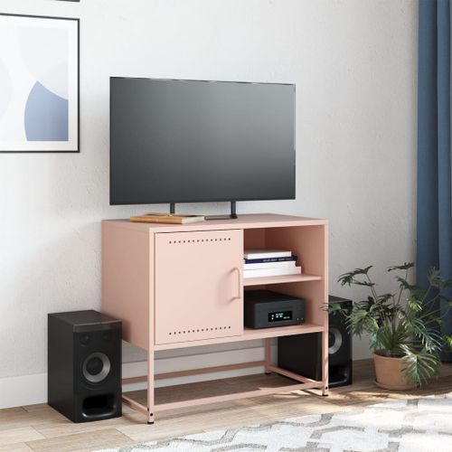 Meuble TV rose 68x39x60,5 cm acier - Photo n°3; ?>