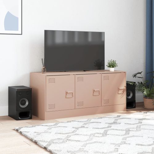 Meuble TV rose 99x39x44 cm acier - Photo n°3; ?>