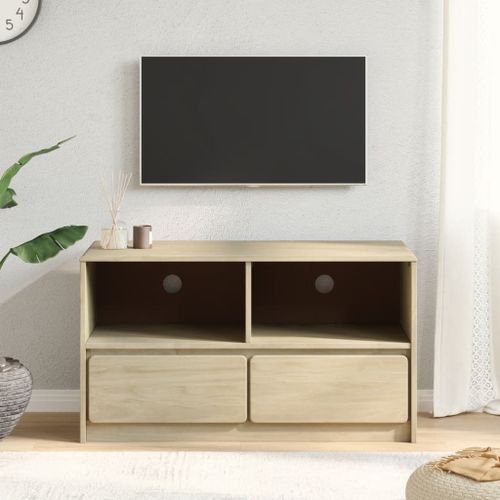 Meuble TV SAUDA chêne 99x43x55 cm bois de pin massif - Photo n°3; ?>