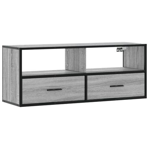 Meuble TV sonoma gris 100x31x39,5 cm bois d'ingénierie et métal - Photo n°2; ?>