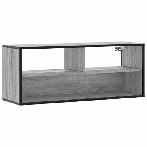 Meuble TV sonoma gris 100x31x39,5 cm bois d'ingénierie et métal - Photo n°2; ?>