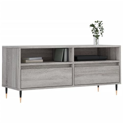 Meuble TV sonoma gris 100x34,5x44,5 cm bois d'ingénierie - Photo n°3; ?>