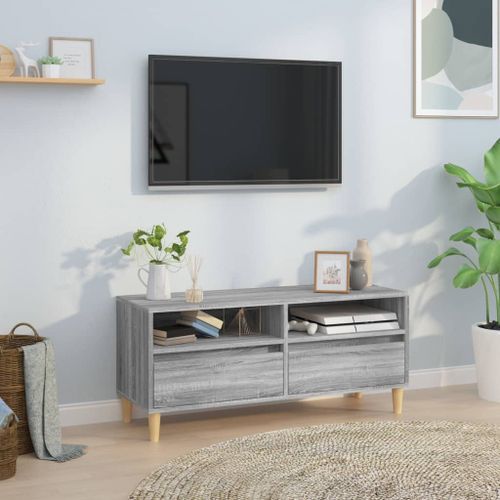 Meuble TV sonoma gris 100x34,5x44,5 cm bois d'ingénierie - Photo n°2; ?>