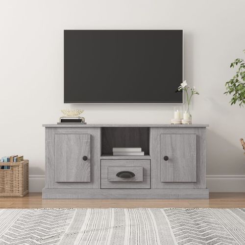 Meuble TV sonoma gris 100x35,5x45 cm bois d'ingénierie - Photo n°2; ?>