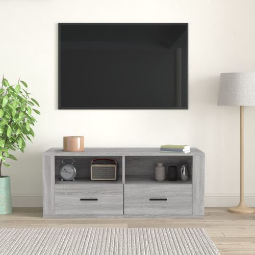 Meuble TV Sonoma gris 100x35x40 cm Bois d'ingénierie - Photo n°3; ?>