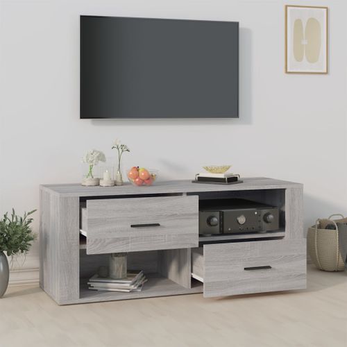 Meuble TV Sonoma gris 100x35x40 cm Bois d'ingénierie - Photo n°3; ?>