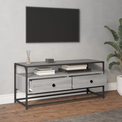 Meuble TV sonoma gris 100x35x45 cm bois d'ingénierie - Photo n°3; ?>