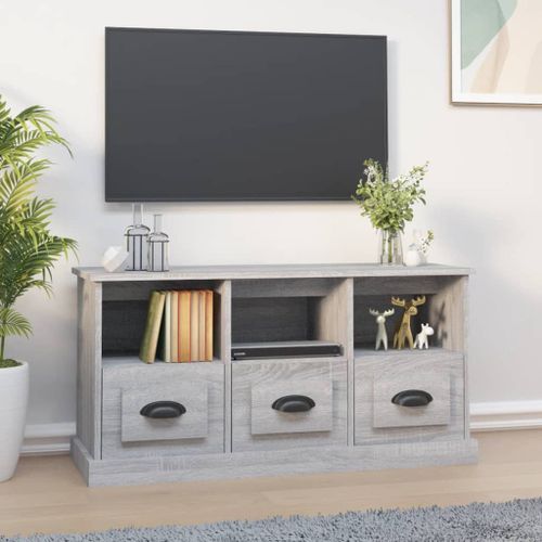 Meuble TV sonoma gris 100x35x50 cm bois d'ingénierie - Photo n°2; ?>