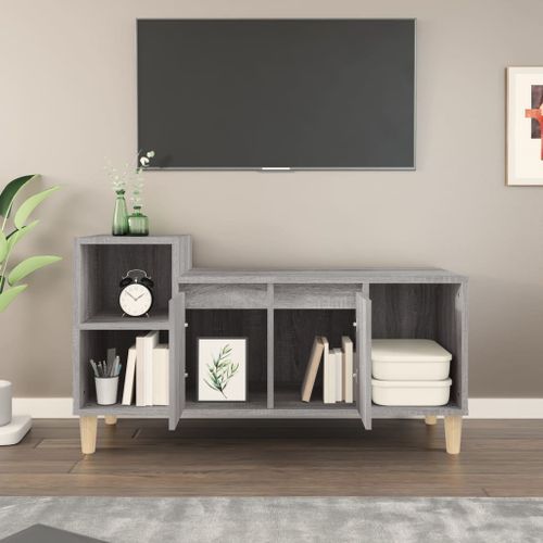 Meuble TV Sonoma gris 100x35x55 cm Bois d'ingénierie - Photo n°3; ?>