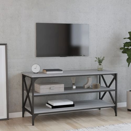 Meuble TV Sonoma gris 100x40x50 cm Bois d'ingénierie - Photo n°2; ?>