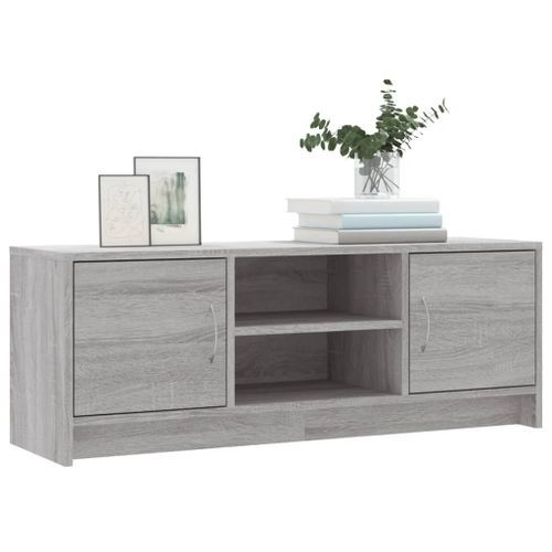 Meuble TV sonoma gris 102x30x37,5 cm bois d'ingénierie - Photo n°3; ?>